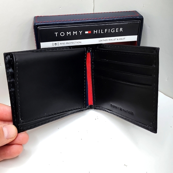 ⭐️TOMMY HILFIGER 💯 MENS WALLET BLACK, LEATHER WALLET - Picture 4 of 11